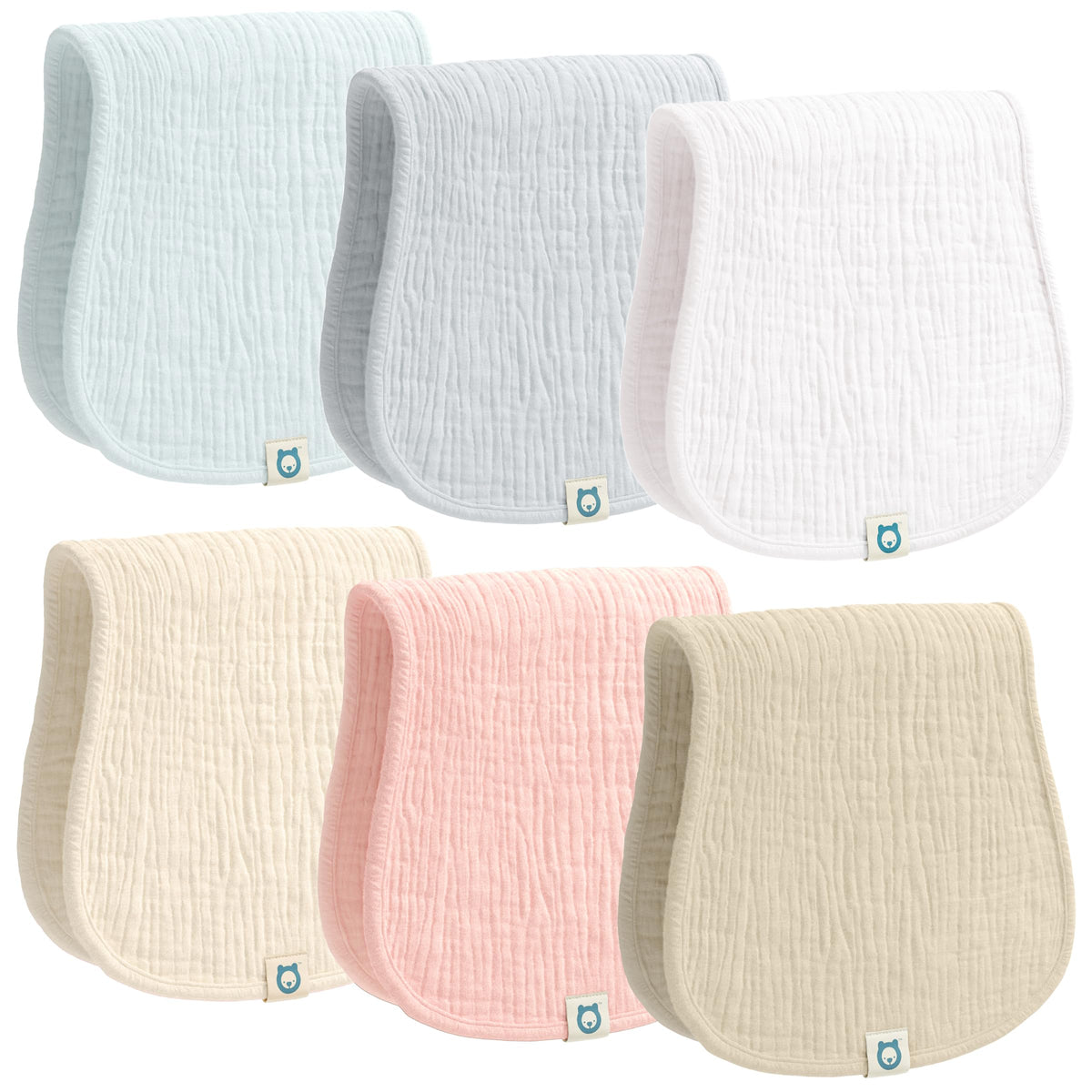 ROMY RO Muslin Burp Cloths Set, 6 Pieces, 100% Organic Cotton Hand Washcloths for Baby Boys and Girls Extra Absorbent and Soft Burping Rags (Cherry - Multi Colored)