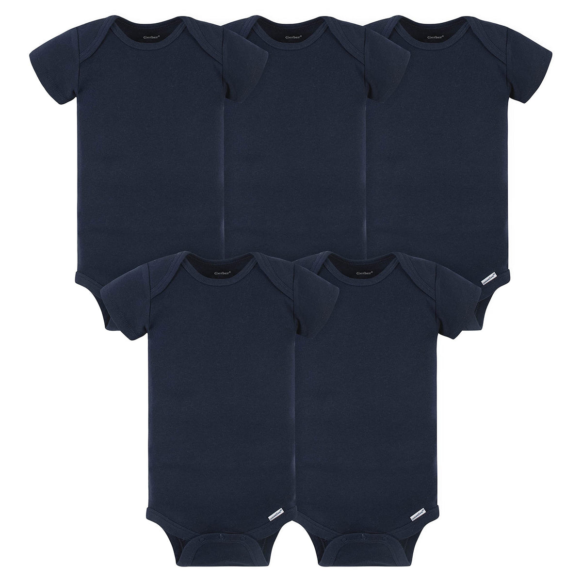 Gerber Unisex Baby 5-Pack Solid Onesies Bodysuits, White, 18 Months