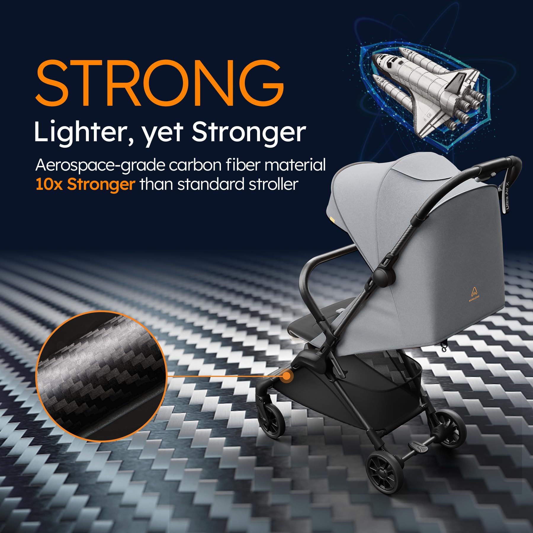 Mamazing Ultra Air X Baby Travel Stroller, Ultra-Lightweight Under 10 lbs