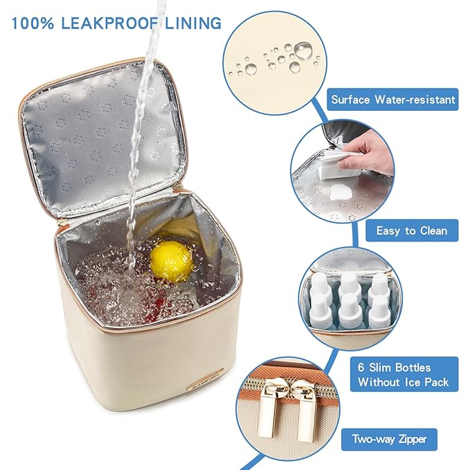 Breastmilk Cooler Bag with Ice Pack Fits 4 Baby Bottles Up to 9 Ounce, Baby Bottle Bag Great for Nursing Mom Daycare