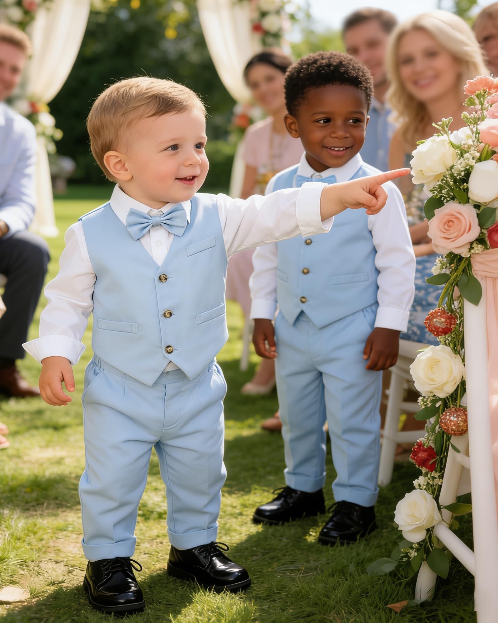 SANGTREE Boys Cotton Linen Formal Suit Linen Blue 6-7 Years=Tag 150