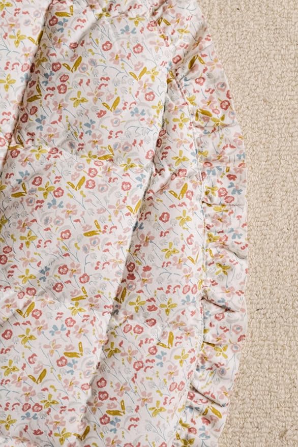 Pehr Baby Play Mat, Floret | Ultra-Soft Quilted 100% Cotton Exterior with Plush Polyester Fiberfill | for Tummy & Playtime | 40” Diameter
