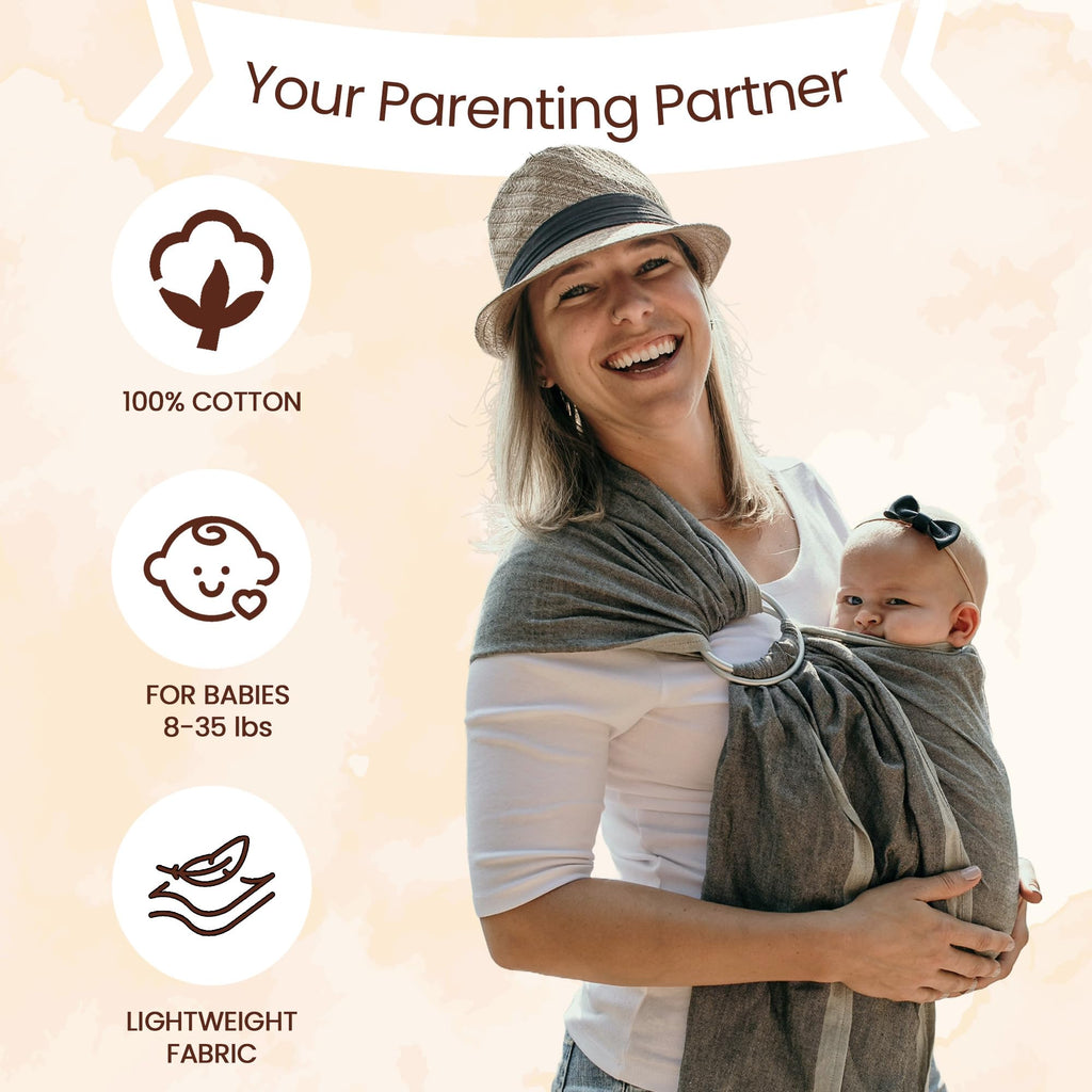 Hip Baby Wrap Ring Sling Carrier for Baby, 8-35 lbs - Mediterranean