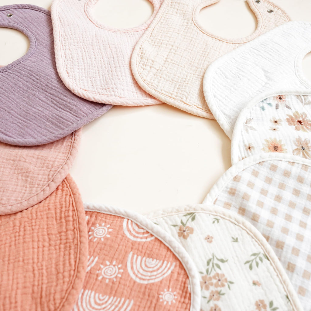 Konssy 10-Pack Muslin Baby Bibs for Drooling and Teething