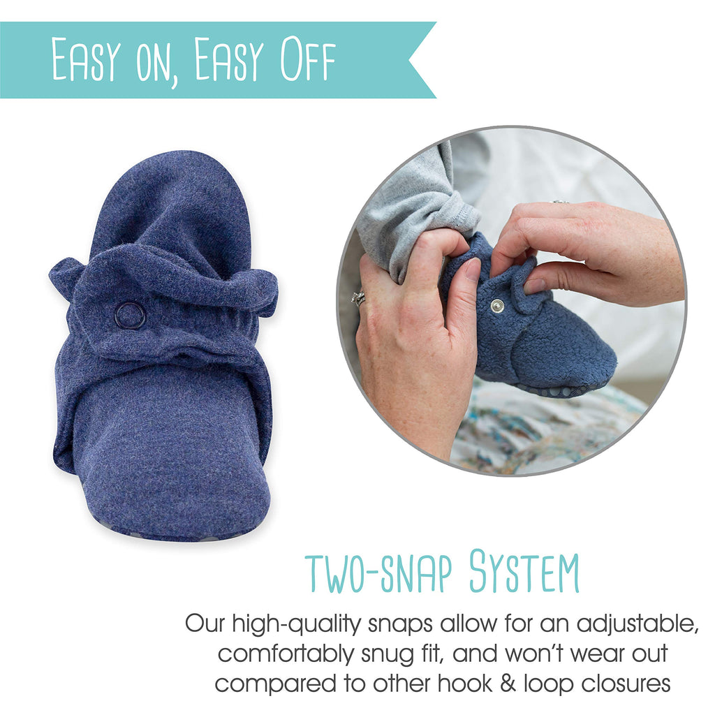 Zutano Unisex Organic Cotton Baby Booties With Gripper Soles, Heather Navy, 12M