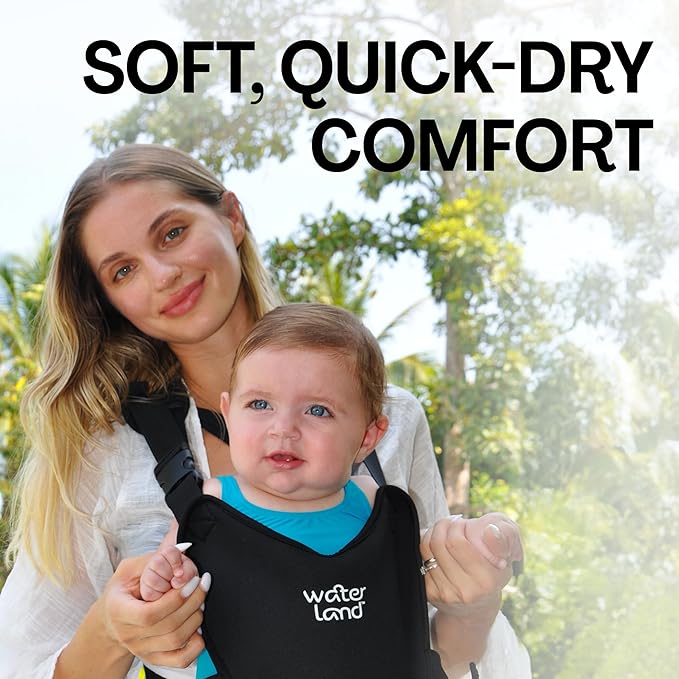 WaterLand Baby Carrier - Innovative Carrier You Can Use Both in Water & Land - Waterproof Infant Chest Holder with Adjustable Straps, Lightweight Toddler Harness for Pool & Beach (Yellow)