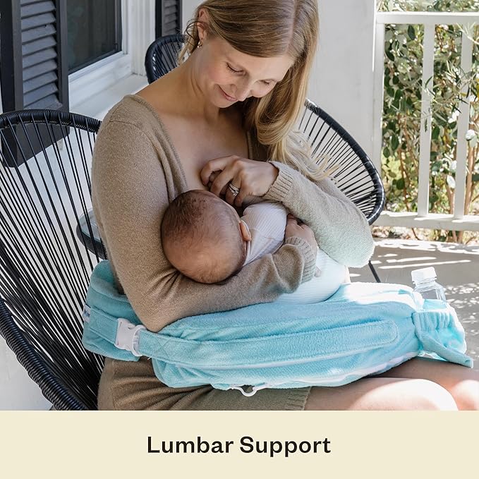My Brest Friend Nursing Pillow - Deluxe - Enhanced Comfort w/ Slipcover - Ergonomic Breastfeeding Pillow For Ultimate Support For Mom & Baby - Adjustable Pillow W/ Handy Side Pocket, Aqua