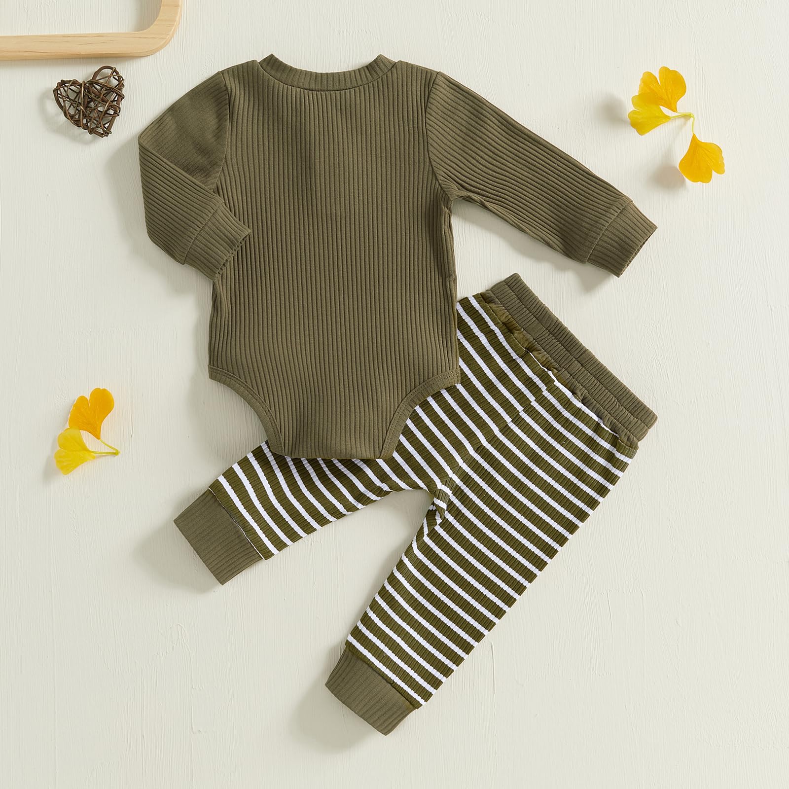 MA&BABY Newborn Baby Boy Clothes Ribbed Knit Long Sleeve Romper Pants Set