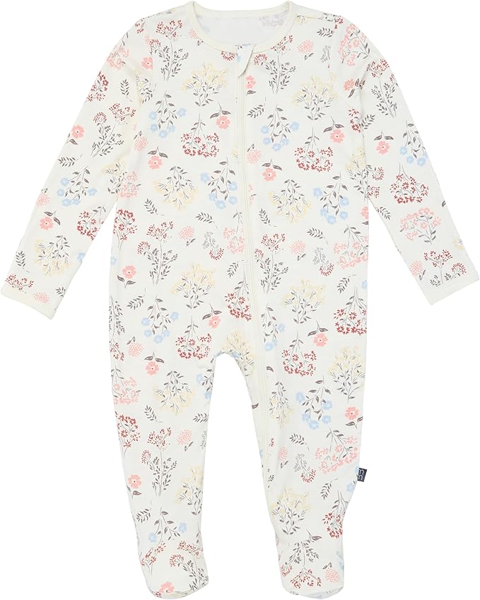 Modern Moments by Gerber Baby Girls' Viscose Sleep 'N Play With Mittens, Ivory Wildflower, 6-9 Months