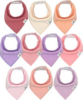 Diaper Squad 10-Pack Organic Cotton Baby Bibs for Baby Boy, Girl (Girly Solids, 10-Pack)