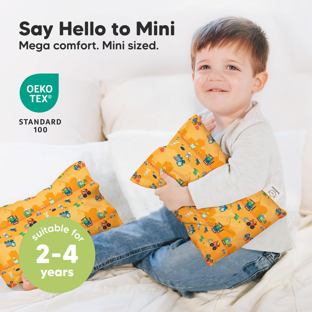 Mini Toddler Pillow with Pillowcase, 9x13 My Dreamy Pillow(Little Builders)