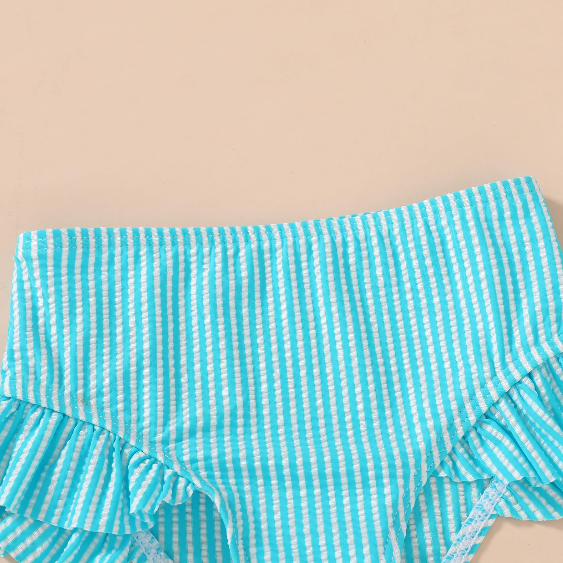 YOUNGER TREE Toddler Girls Two Pieces Swimsuit Color Block Stripe Swimwear Summer Beach Bathing Suit 18M-5T（Blue 18-24 Months）