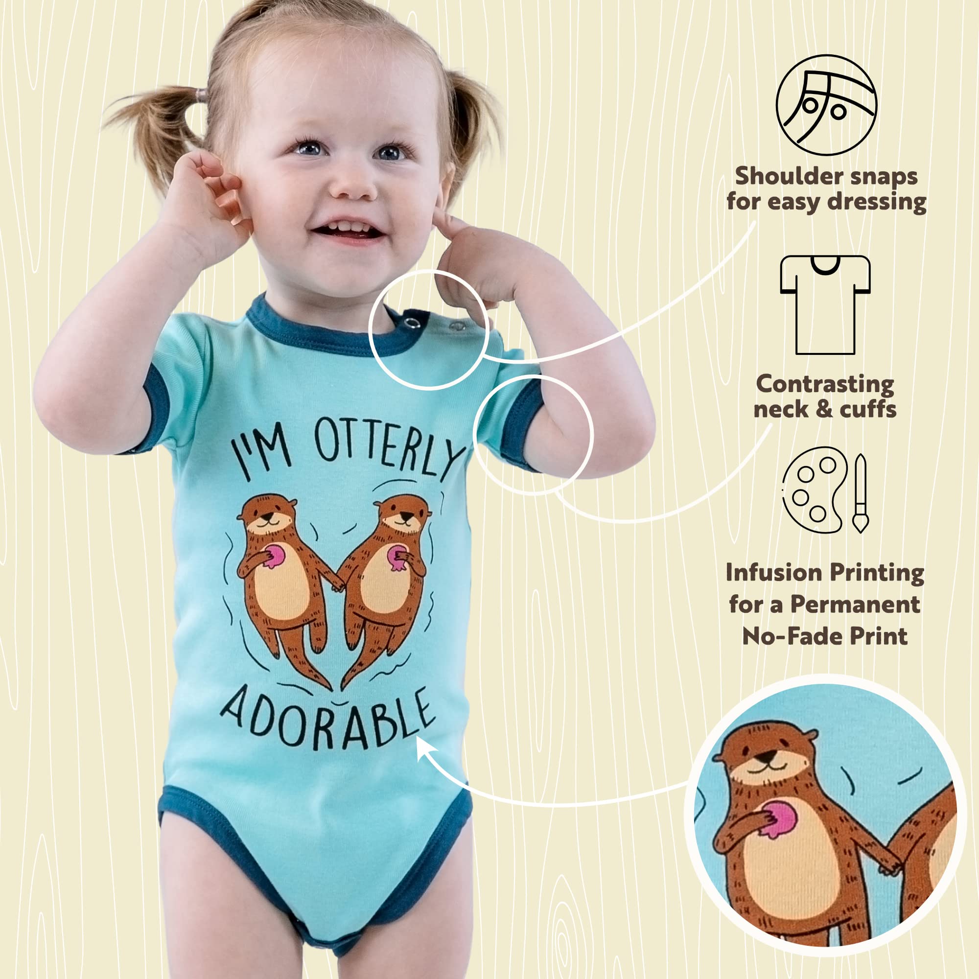 Lazy One Cute Unisex Baby Bodysuit, Cute Animal Designs, 6-18 Months, Otterly Adorable (6 Month)