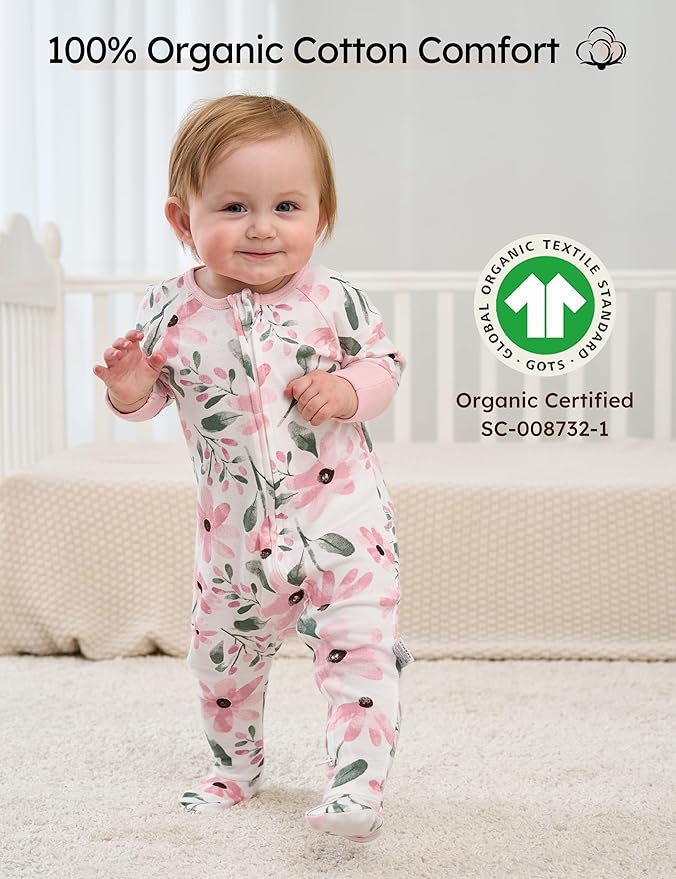 Yoofoss Baby Pajamas 100% Cotton Baby Sleepers for Newborn 0-3 3-6 6-9 Months Boys Girl Clothes 3pcs Footed PJs