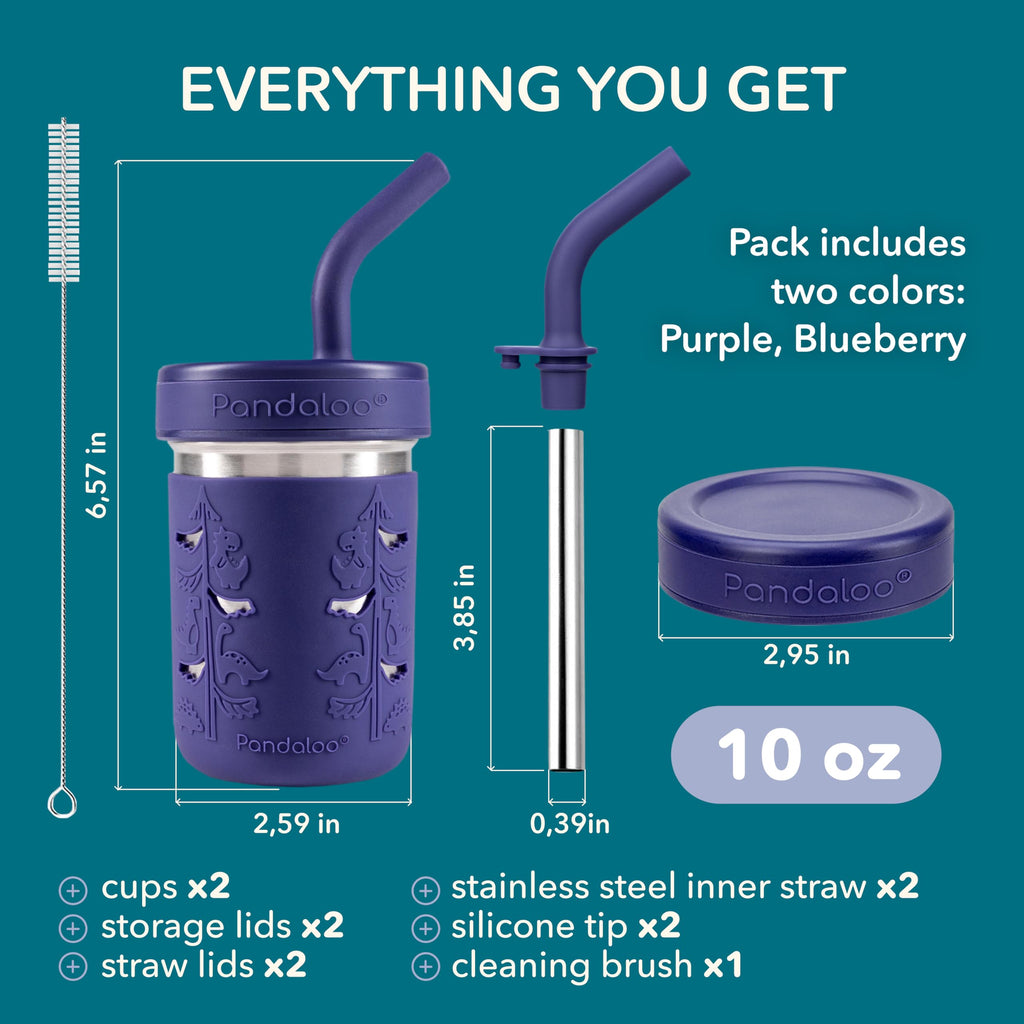 Pandaloo® Smoothie Cups for Kids - Stainless Steel Toddler Tumbler with Straw, Sippy Cup for Smoothies - BPA-Free, Toddler Snack Cups, 10 oz