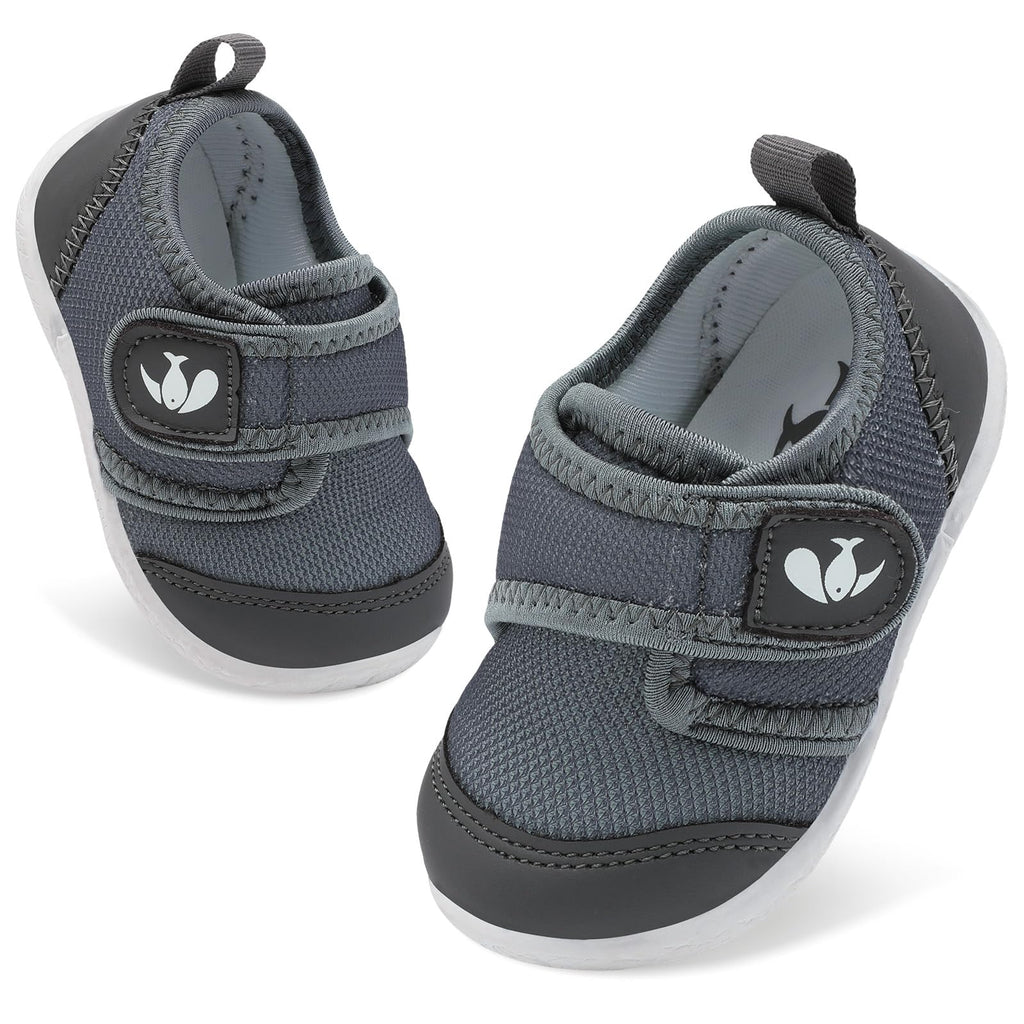 FEETCITY Unisex Baby Shoes Boys Girls Toddler Sneakers Slip On Infant First Walking Shoes Crib Shoe Grey