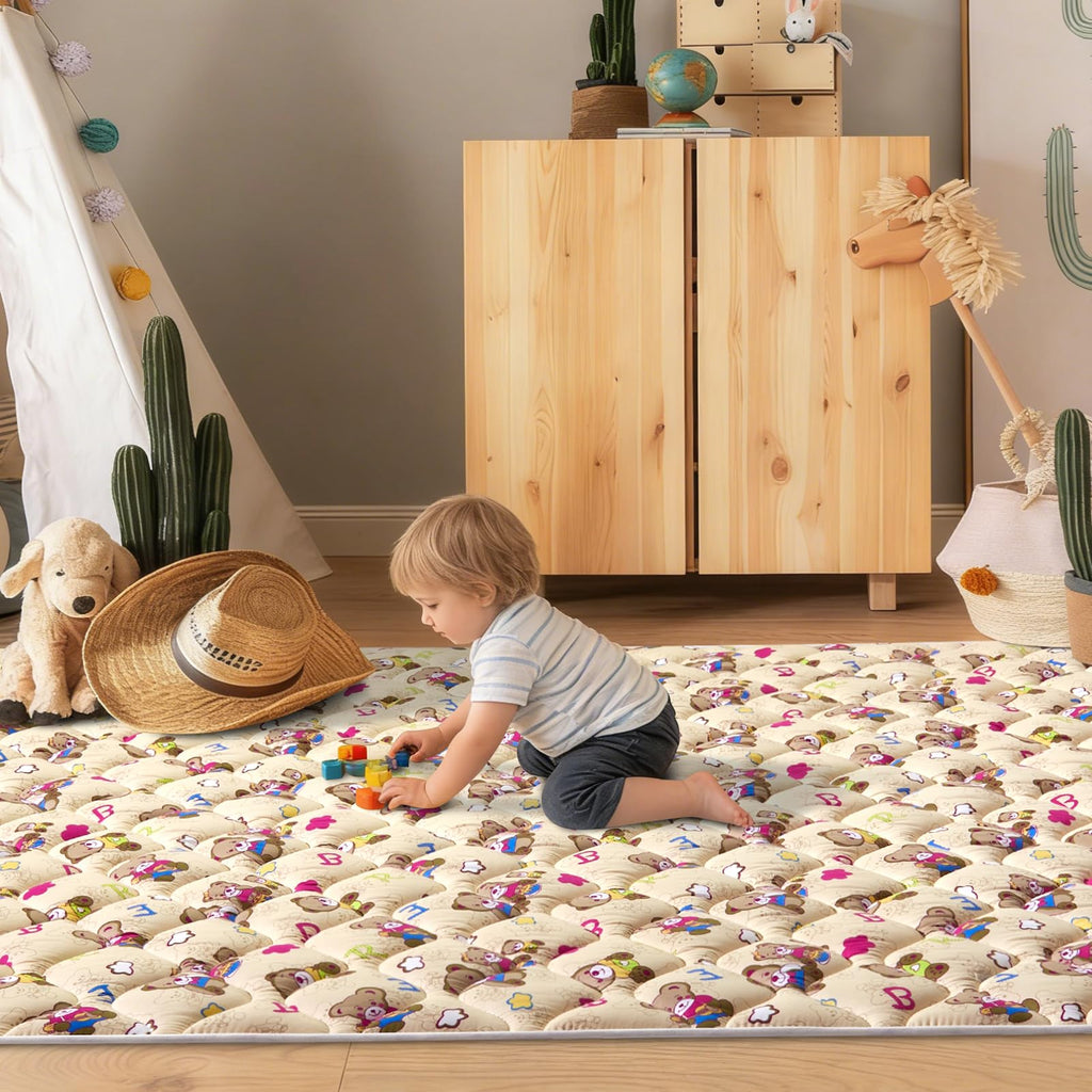 Baby Play Mat - 79" X 63",Premium Thicker Foam One-Piece Machine Washable, Extra Large Anti-Slip Soft Cushioning Foam Playmats for Babies and Toddlers, Foldable Baby Crawling Mat for Playpen