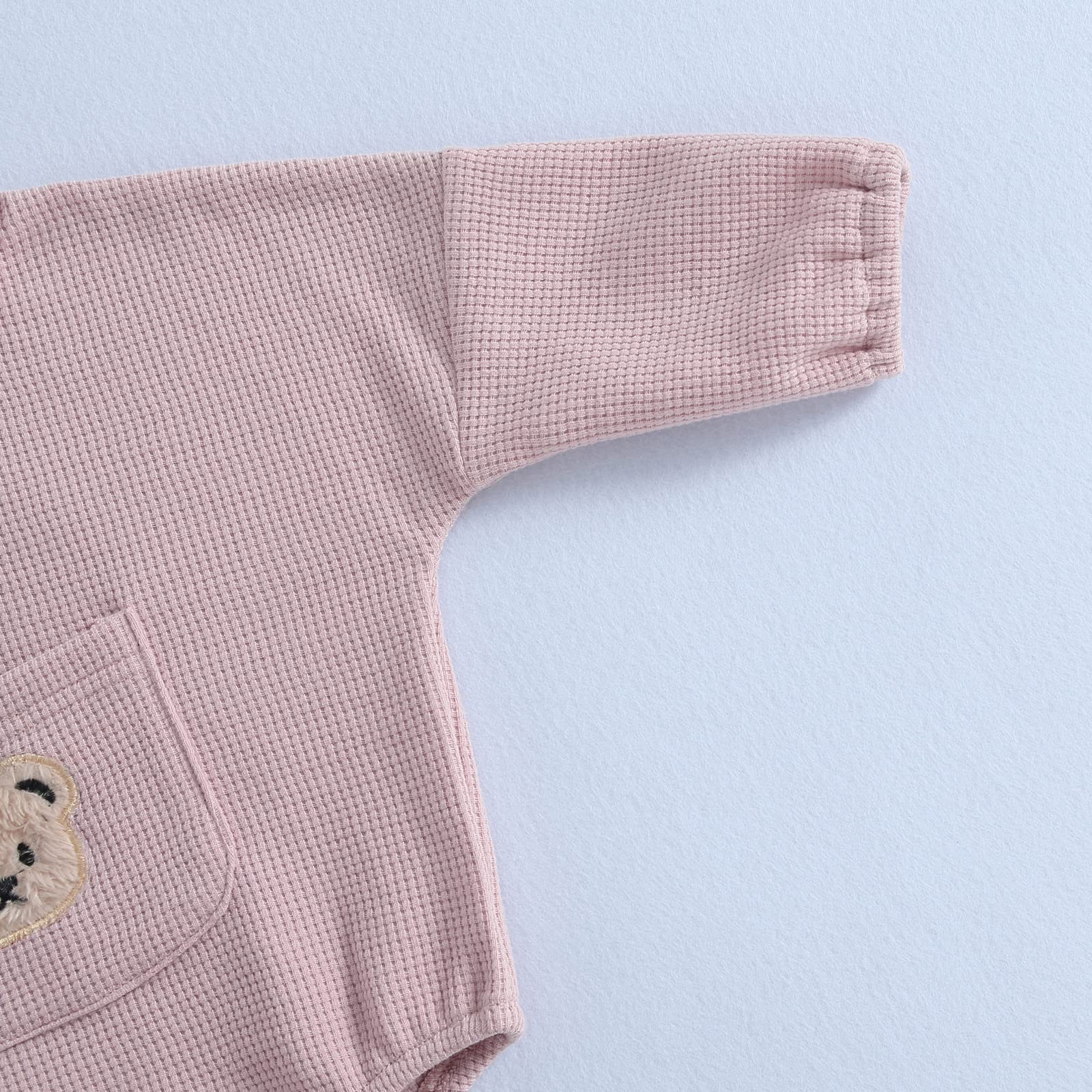 Cute Baby Sweatshirt Romper Waffle Knit Baby Clothes Infant Girl Boy Fall Winter Outfits (Pink-a, 18-24 Months)