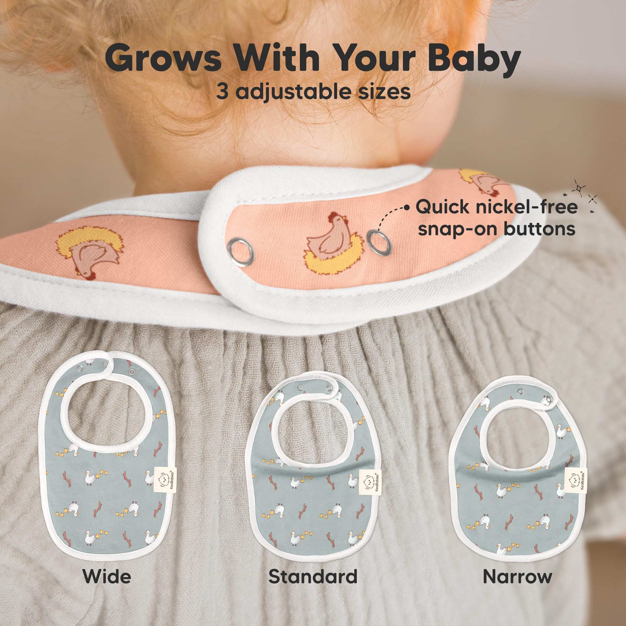 KeaBabies 8-Pack Organic Baby Bibs for Drooling and Teething (Countryside)
