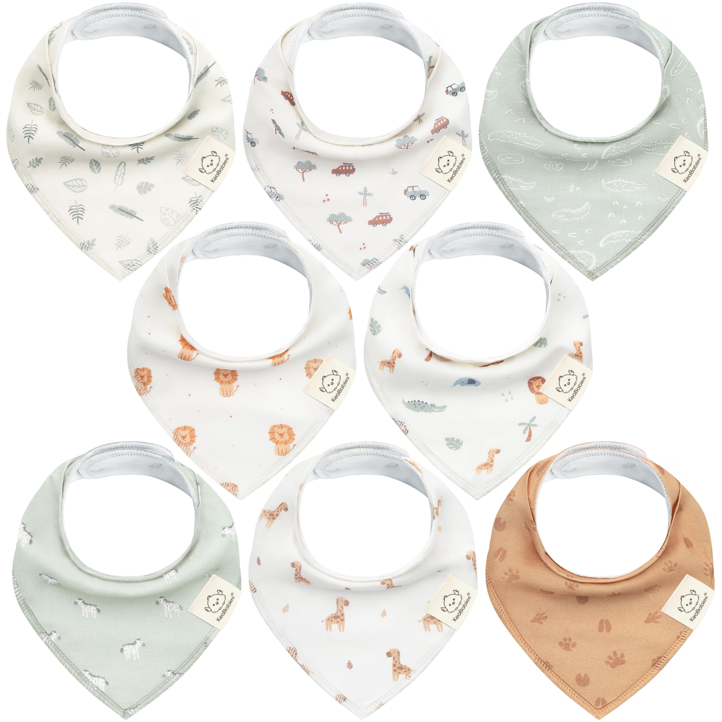 8pk Organic Baby Bandana Bibs for Drooling and Teething (Wilderness)