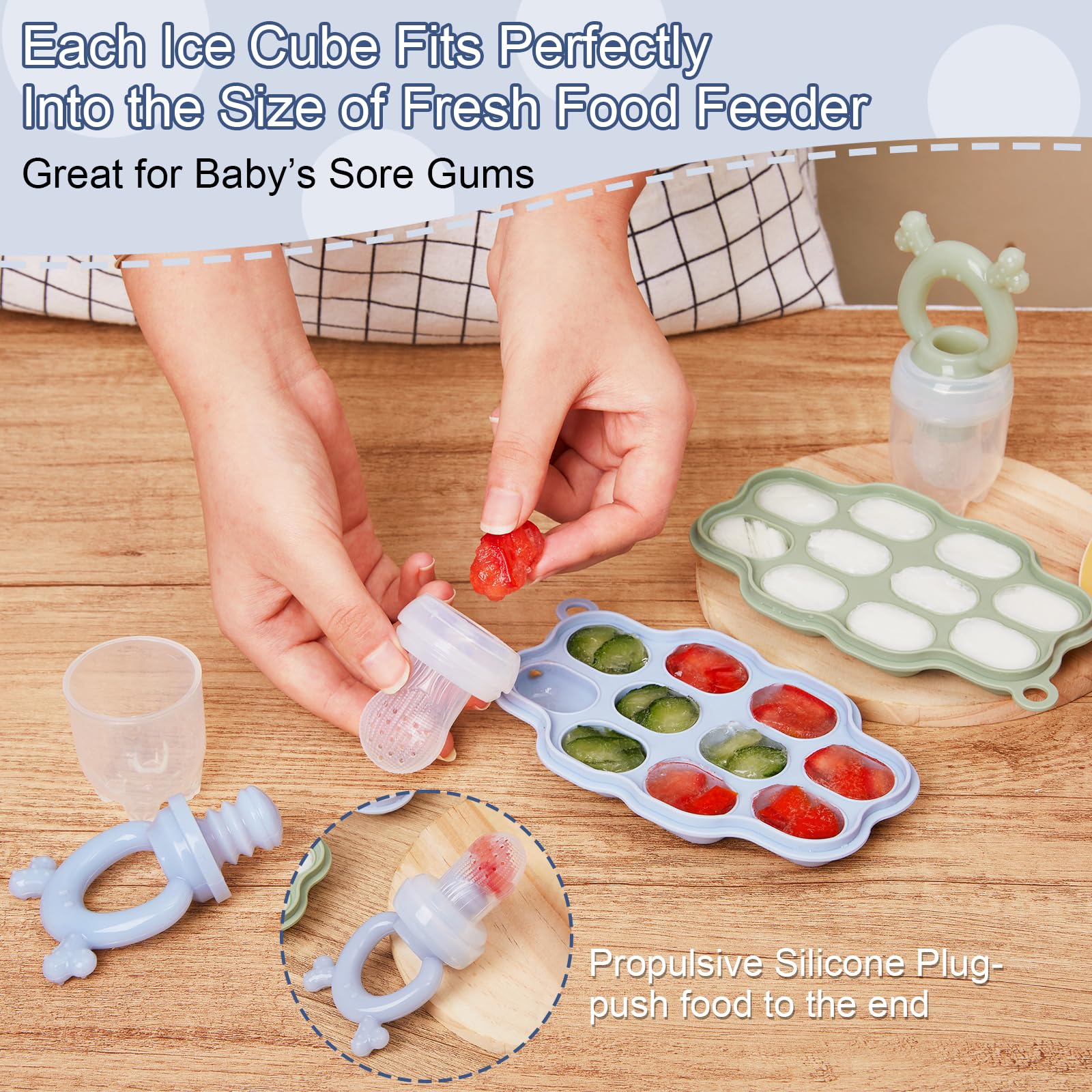 KingKam Breastmilk Popsicle Molds & Baby Fruit Feeder Teether (2 Set)