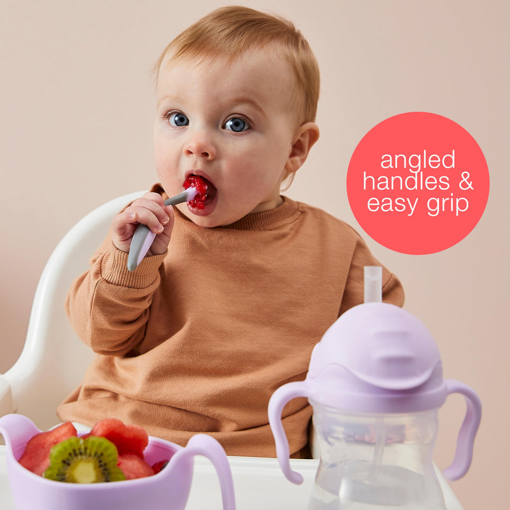b.box Toddler Cutlery Set – Patented FLORK Flower Fork & Easy-Grip Spoon with Travel Case. BPA-Free, Dishwasher Safe. Designed by Occupational Therapists. Ages 9M+ (Boysenberry)