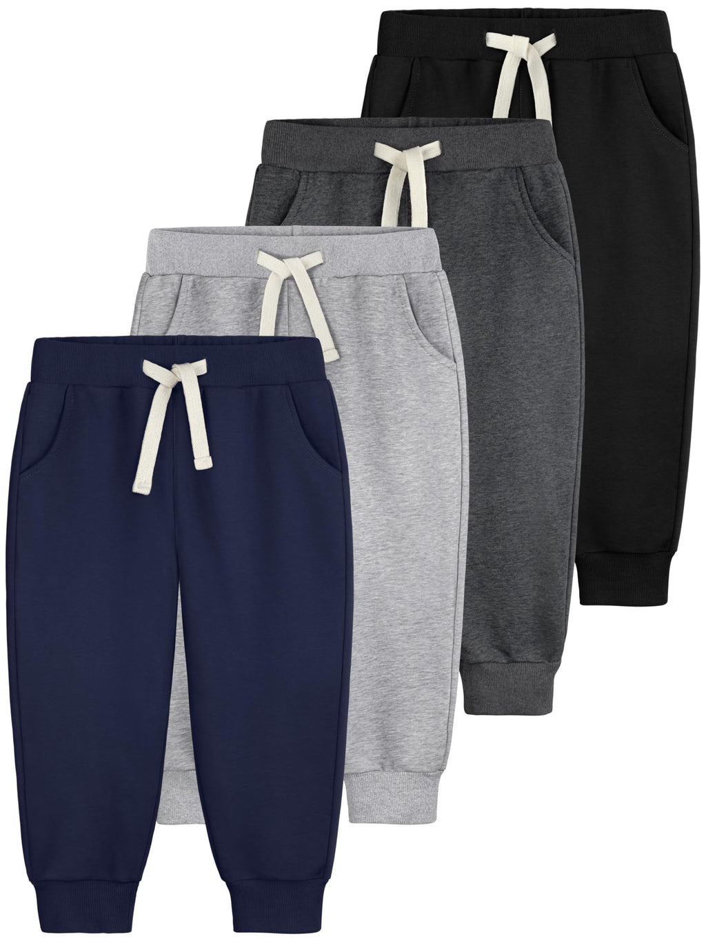 Aocku 4 Pack Toddler Boys Sweatpants Cotton Toddler Pants Pocket Drawstring