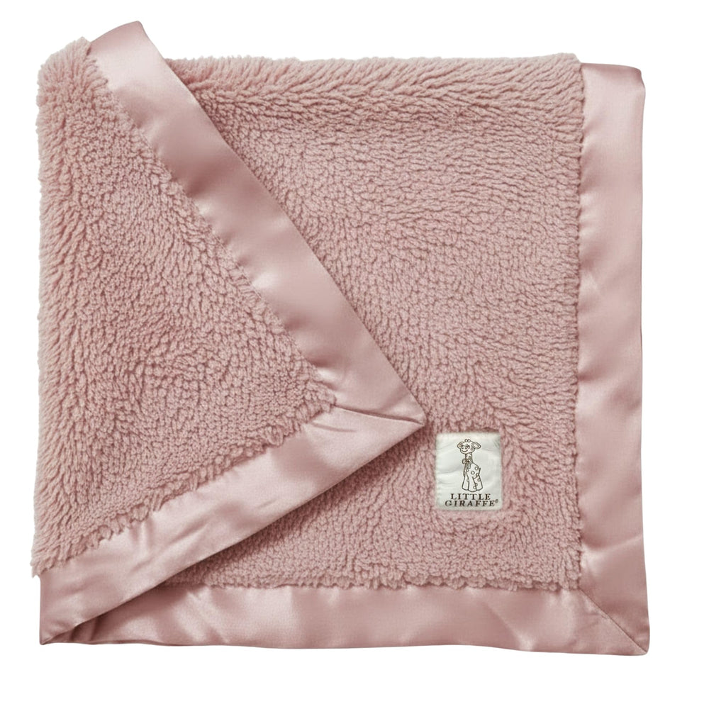 Little Giraffe Chenille Baby Blanket – 29x35” Soft Chenille with Satin Trim, Dusty Pink | Ultra-Soft, Gentle & Safe, Lightweight & Breathable for Newborns & Toddlers