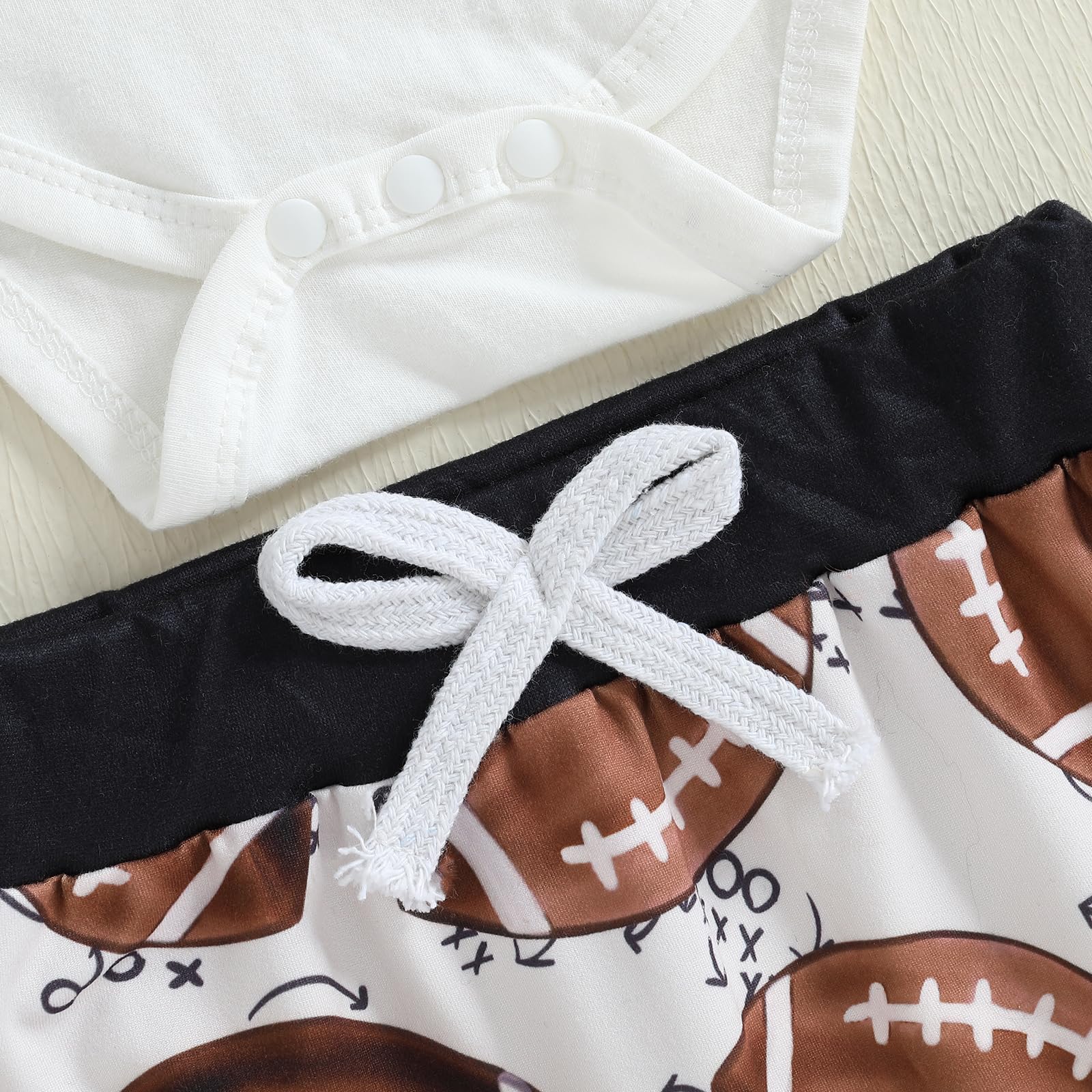 Doqcey Newborn Baby Boy Football Clothes New Player in Town Long Sleeve Romper Long Pants Hat Set Fall Coming Home Outfit (White-A, 3-6 Months)