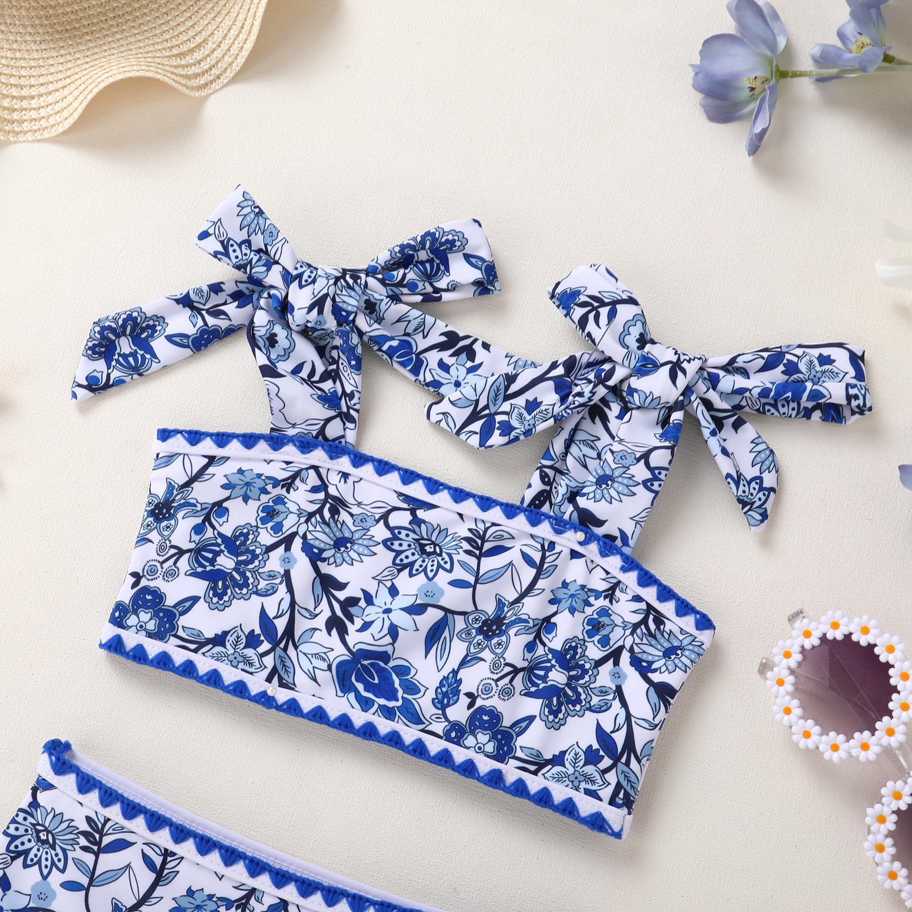 YOUNGER TREE Toddler Girls Two Pieces Swimsuit Color Block Stripe Swimwear Summer Beach Bathing Suit