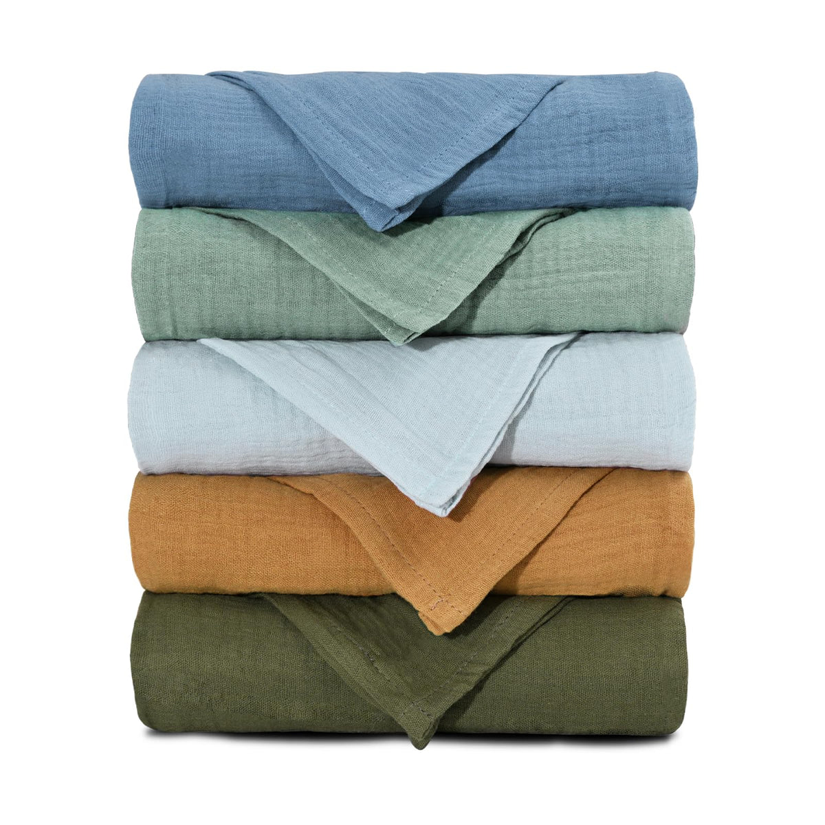 Muslin Receiving Blankets 5 Pack, Soft Swaddle Wraps for Newborn Babies