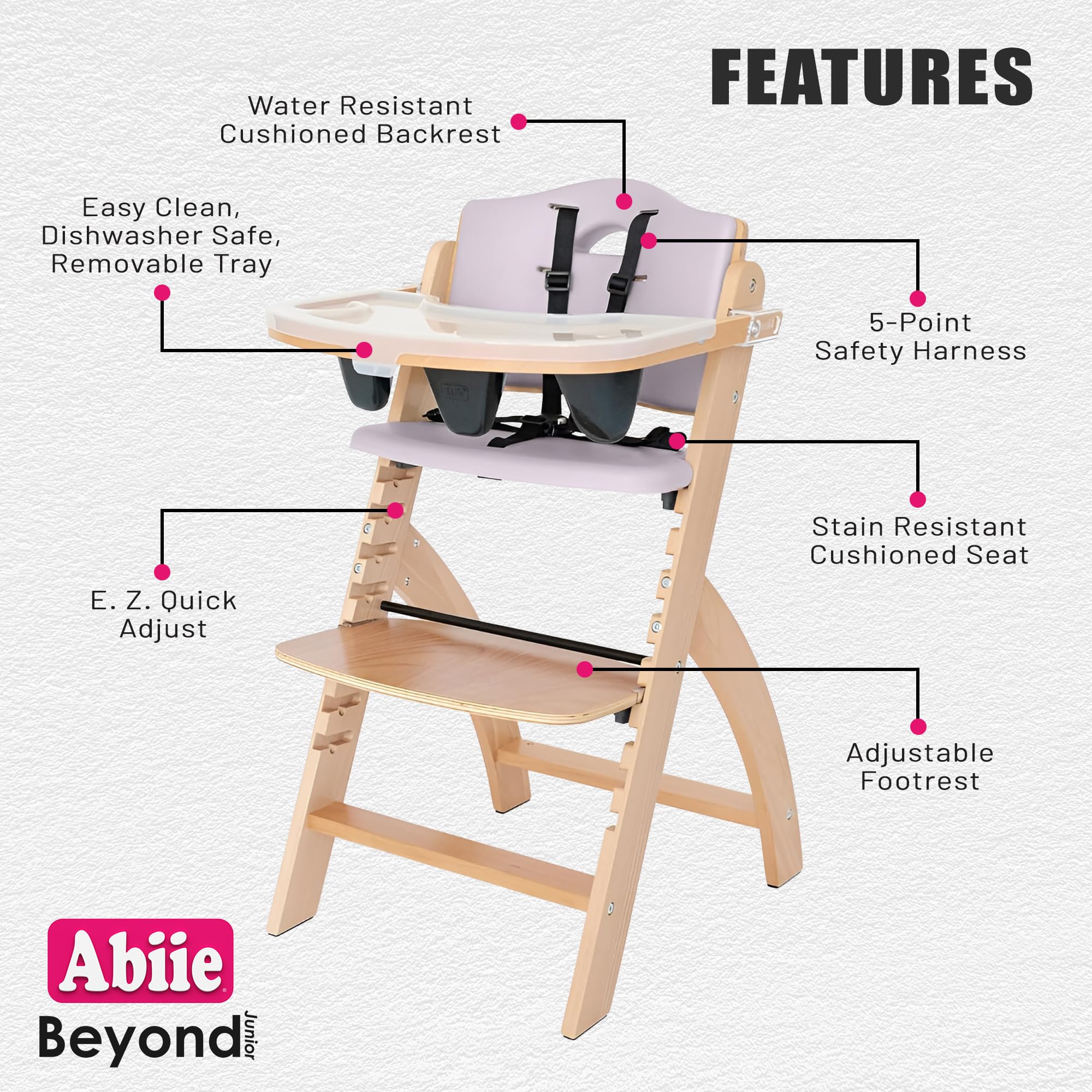 Abiie Beyond Junior Convertible Wooden High Chair with Removable Tray