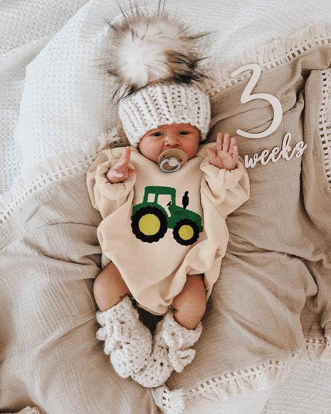 VISGOGO Newborn Infant Baby Boy Girls Oversized Romper Little Dude Sweater Onesie Coming Home Outfit Neutral Clothes