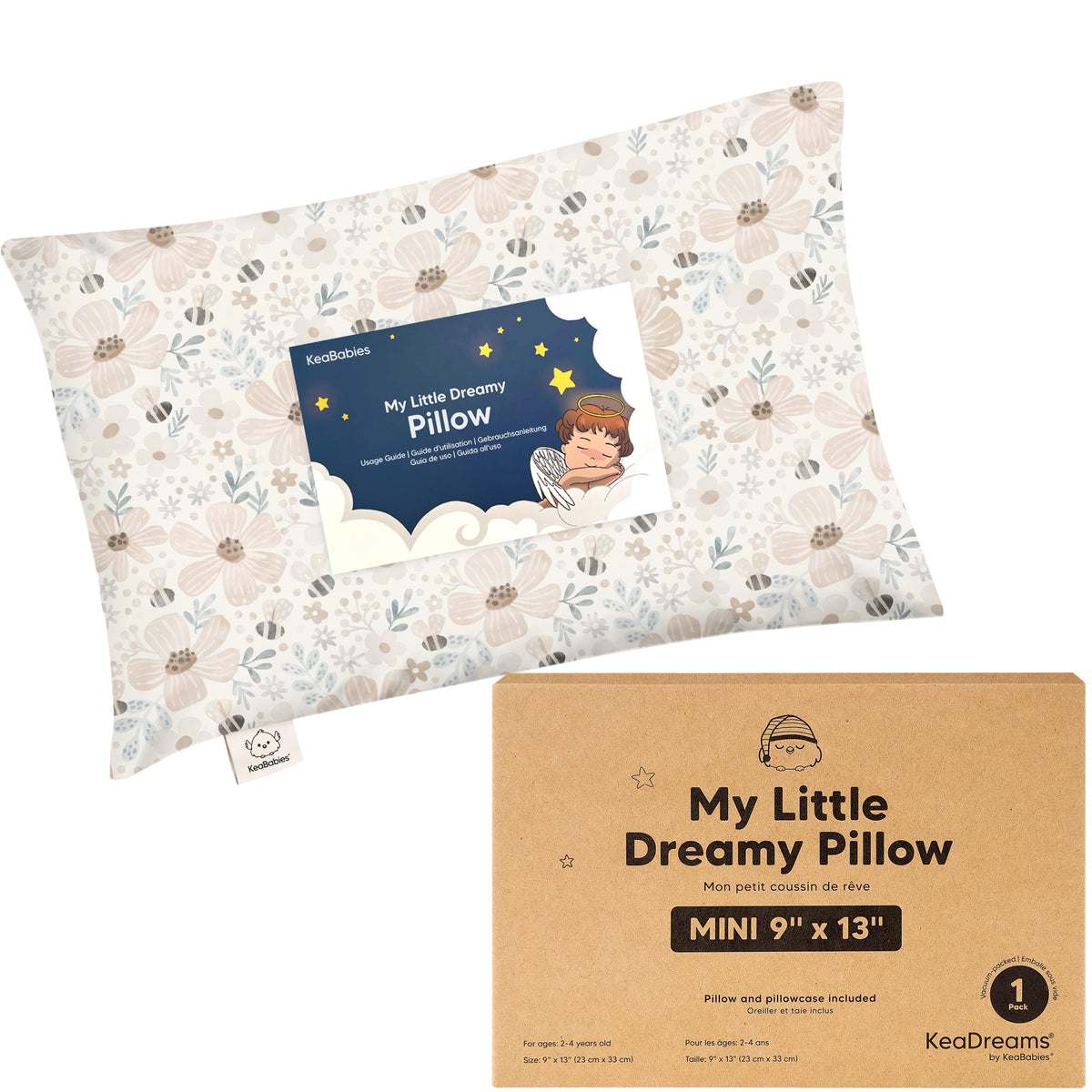 Mini Toddler Pillow with Pillowcase, 9x13 My Dreamy Pillow, Jungle Green