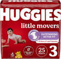 Huggies Size 3 Diapers, Little Movers Baby Diapers, Size 3 (16-28 lbs), 25 Count, Packaging May Vary