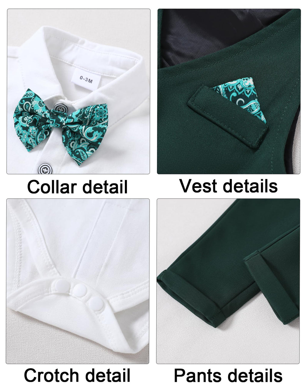 DISAUR Baby Boy First Christmas Outfit 18-24 Months 2t Baby Boy Christmas Tree Green Blessing Tuxedo