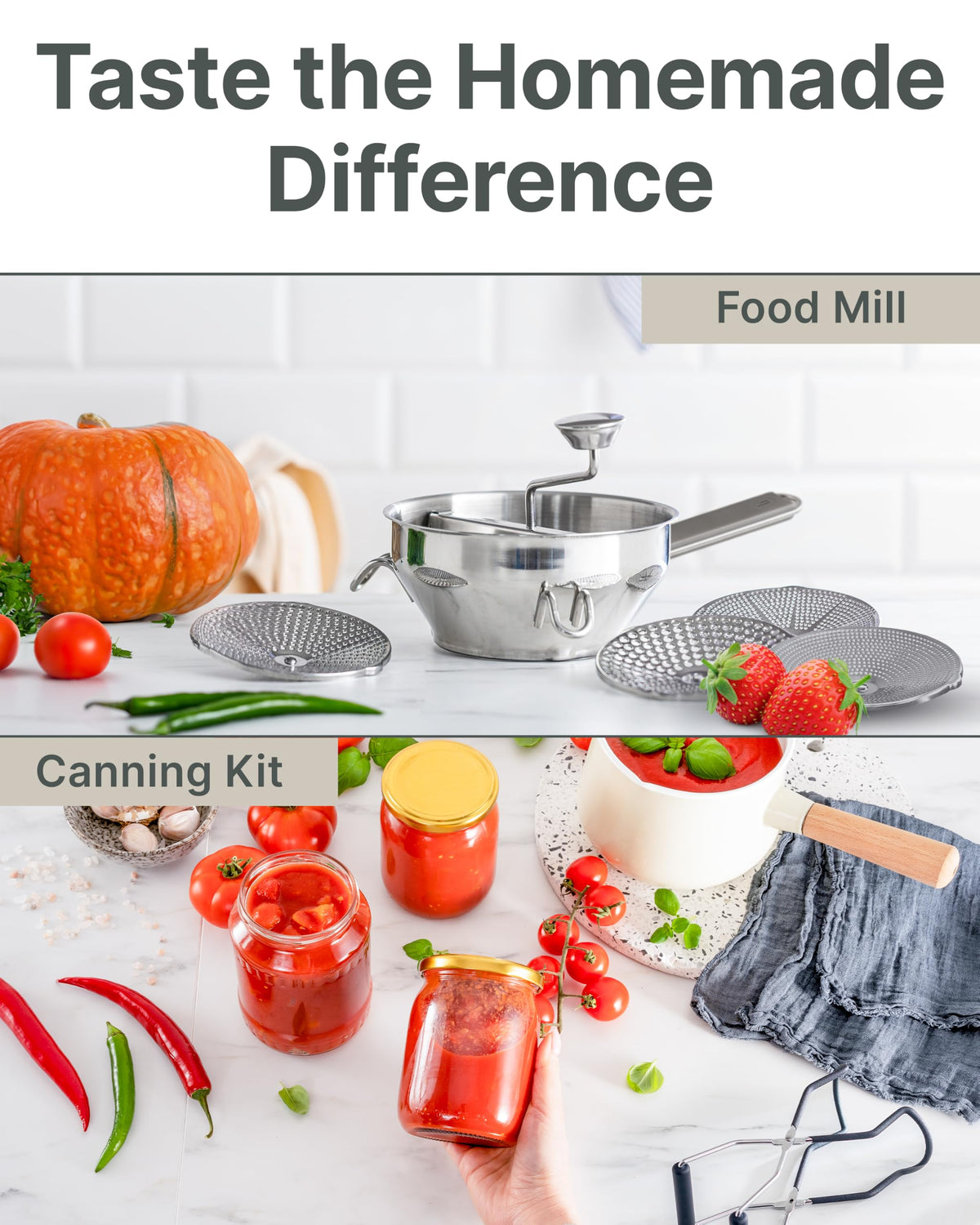 Hungry Artisan 4-Disc Food Mill for Jams, Purees & Silky Sauce