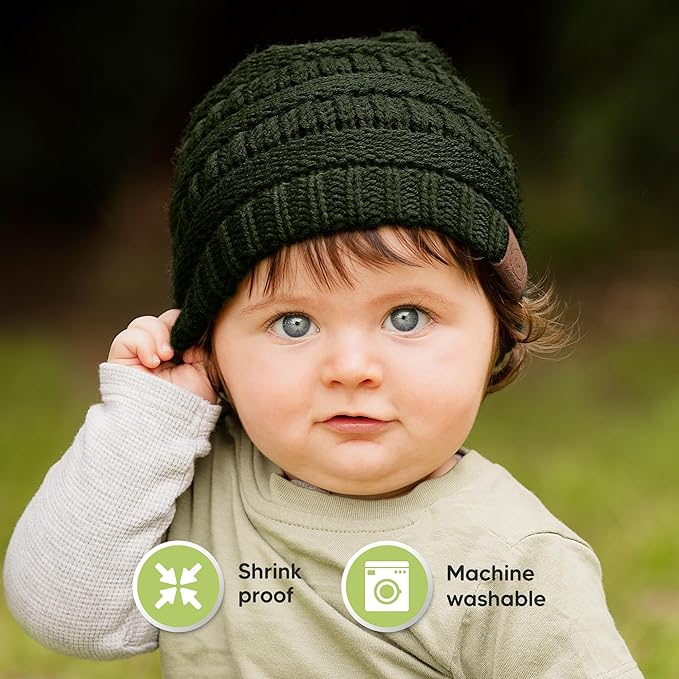 3-Pack Baby Beanies for Boys, Girls - Stretchy Knit Baby Hats, Cute Newborn & Toddler Winter Hat, Soft & Warm Infant Beanie 6-36 Months (Urban, M)