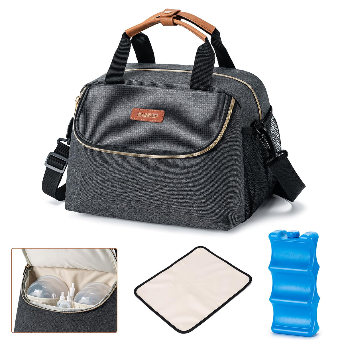 Breastmilk Cooler Breast Pump Bag with Ice Pack Fits 6 Bottles Up to 9 Oz