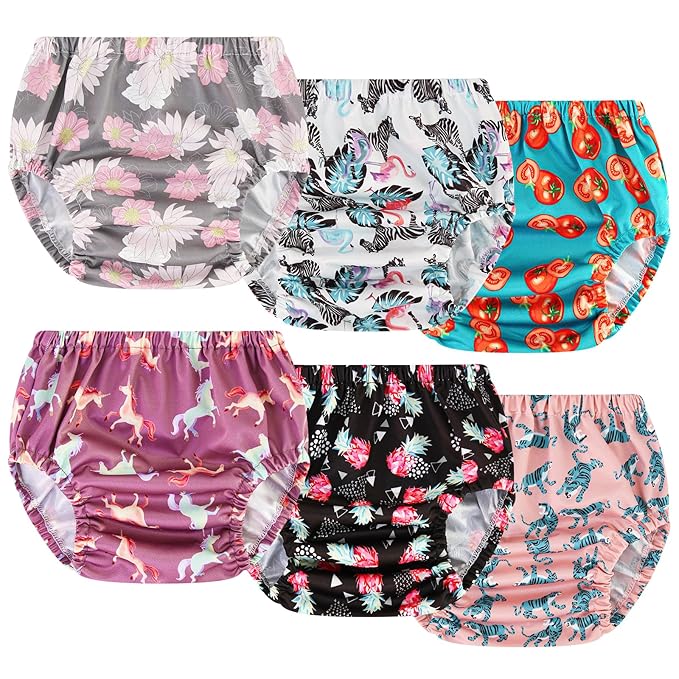 Joyo roy 6Pcs Waterproof Cloth Diaper Cover Reusable Plastic Training Pants for Toddlers Plastic Diaper Covers for Baby Girls Leak Proof Rubber Pants for Potty Training Covers for Cloth Diapers 6T