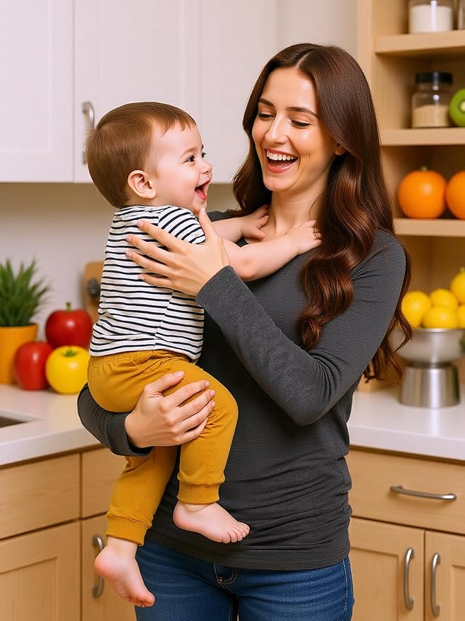 Maternity Shirts Long Sleeve Pregnancy Top for Women with Crew Neck Casual Tee Shirts