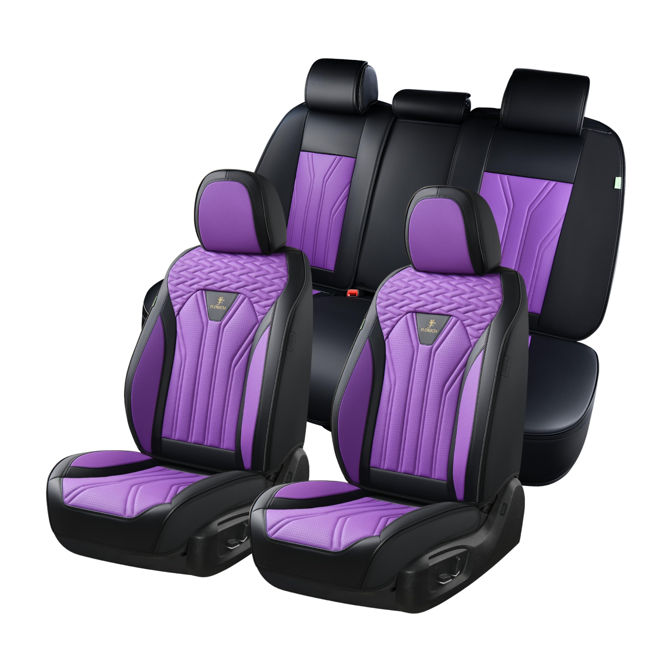 FLORICH Automotive Seat Covers, Seat Covers Full Set, Car Seat Protectors 5 Seats, Purple & Black Automotive Seat Covers Fit for Most Cars Trucks