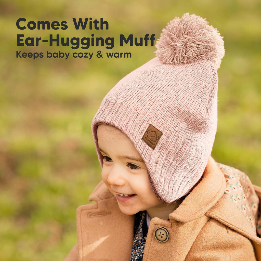 KeaBabies Baby Beanies, Winter Baby Hats for Boys, Girls (Blush, 6-36M)