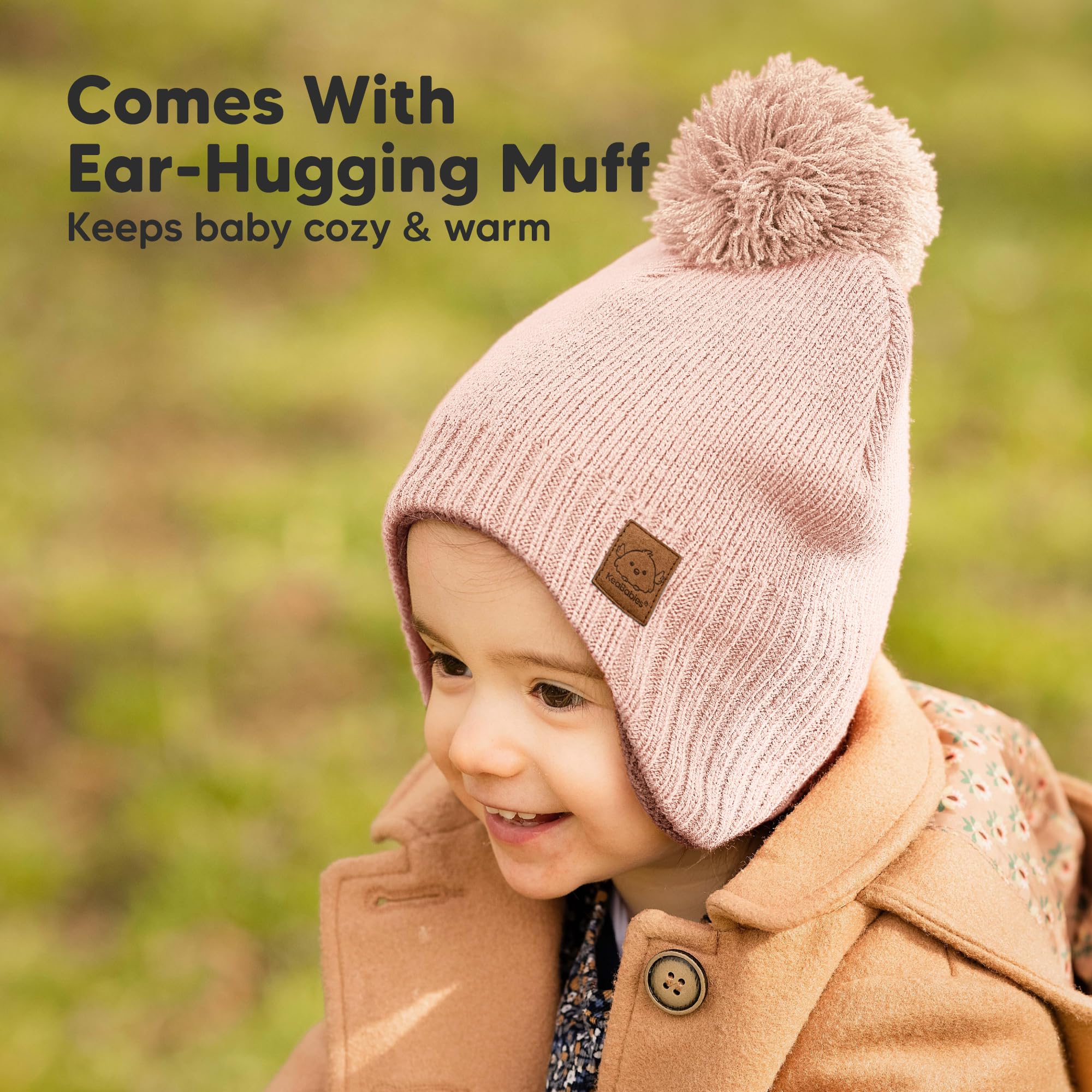 KeaBabies Baby Beanies, Winter Baby Hats for Boys, Girls (Blush, 6-36M)