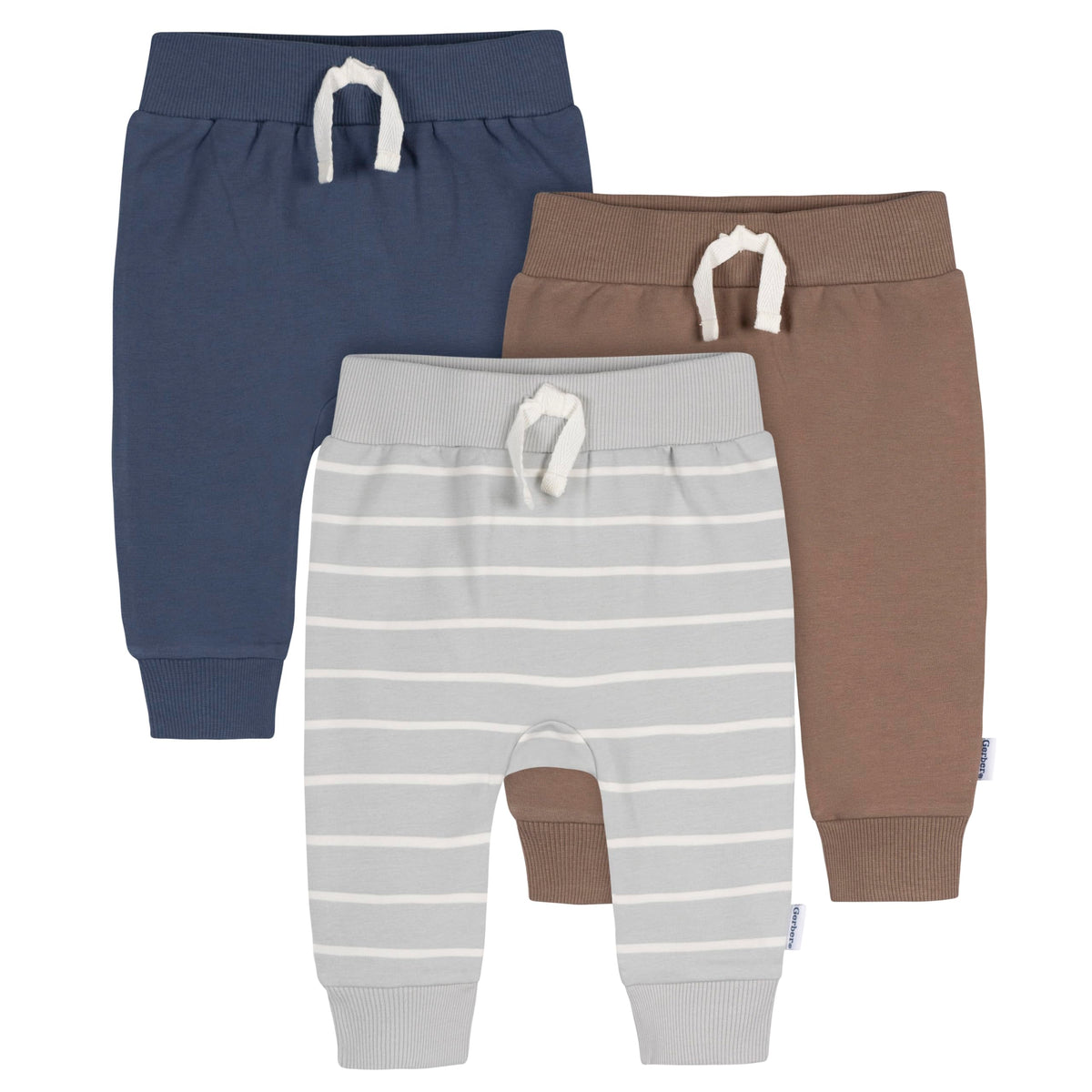 Gerber Baby Boys Toddler 3-Pack Jogger Sweatpants, Navy/Gray, 3-6 Months US