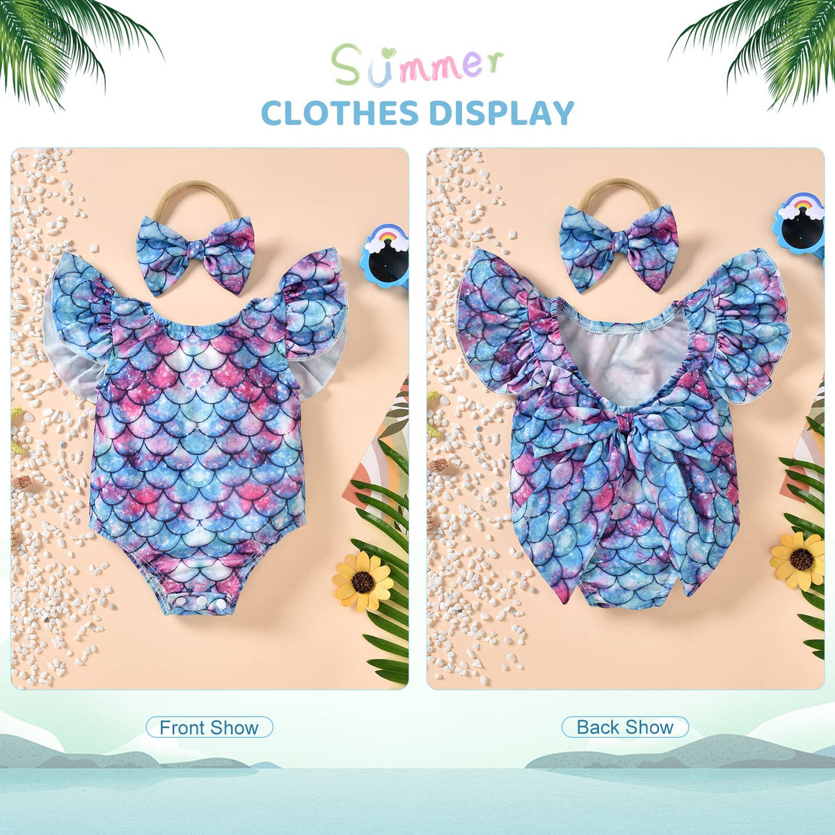 HIHA Toddler Girl Swimsuit Bathing Suit Ruffle One Piece Swimwear Sunsuit Watermelon 3-4T