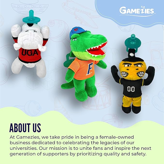 Gamezies Baby Boy and Girl Silicone Pacifier with College Mascot Stuffed Toy Plush, Collegiately Licensed, Pistol Pete, Oklahoma State University CPSIA Tested, BPA-Free 0-6 Months