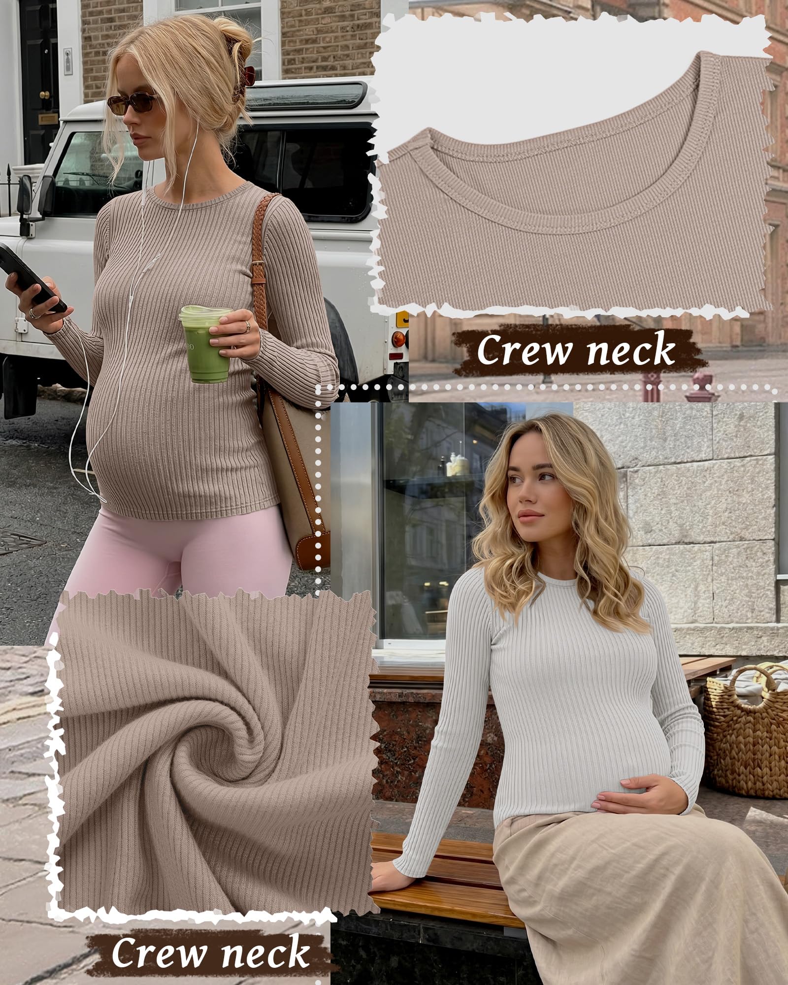 Riyiper 3 Pack Womens Maternity Shirts, 3-Color, Medium