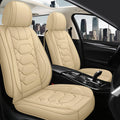 Pariitadin Leather Car Seat Covers Full Set, Waterproof Breathable Faux Leather Automotive Seat Covers for Cars, Non-Slip Car Interior Covers Universal Fit Most Cars Sedans Trucks SUVs, Beige