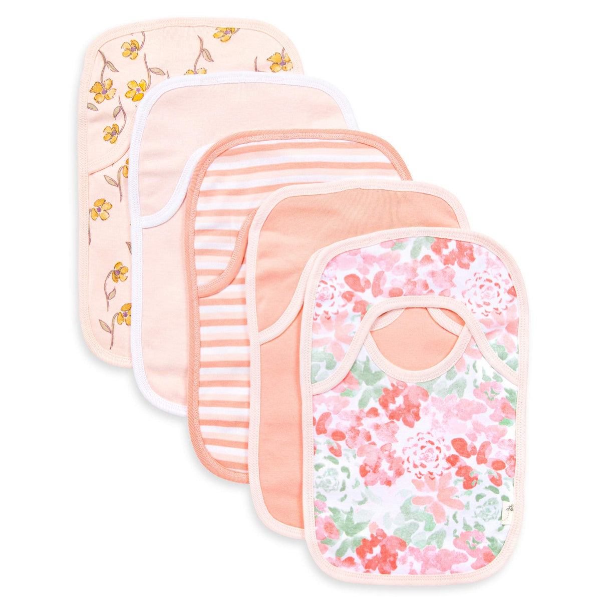 Burt's Bees Baby Bibs, Lap-Shoulder Drool Cloths, 100% Organic Cotton with Absorbent Terry Towel Backing